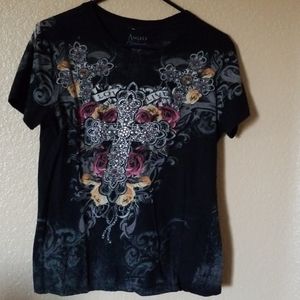 Black tee By Angel's & Diamonds